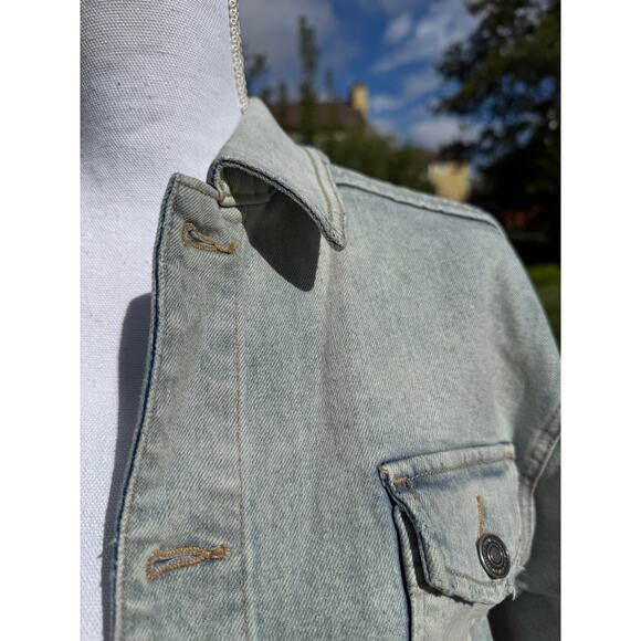 MSRP $128 LNDN by Free People Organic Cotton Light Washed Denim Jacket Size S-M - Picture 12 of 14